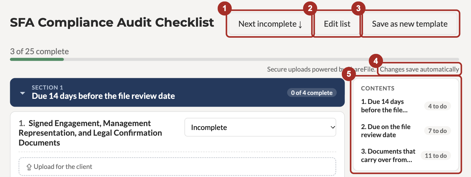 Checklist header